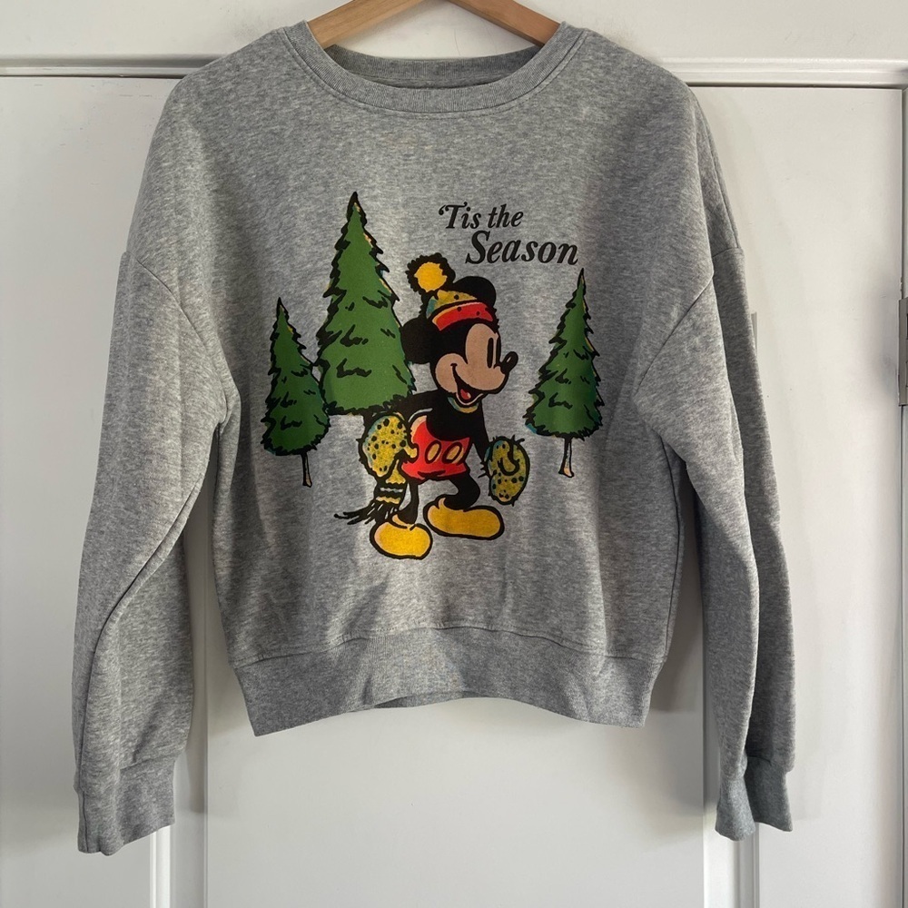 Disney Mickey Mouse Cropped Christmas Sweatshirt - XS